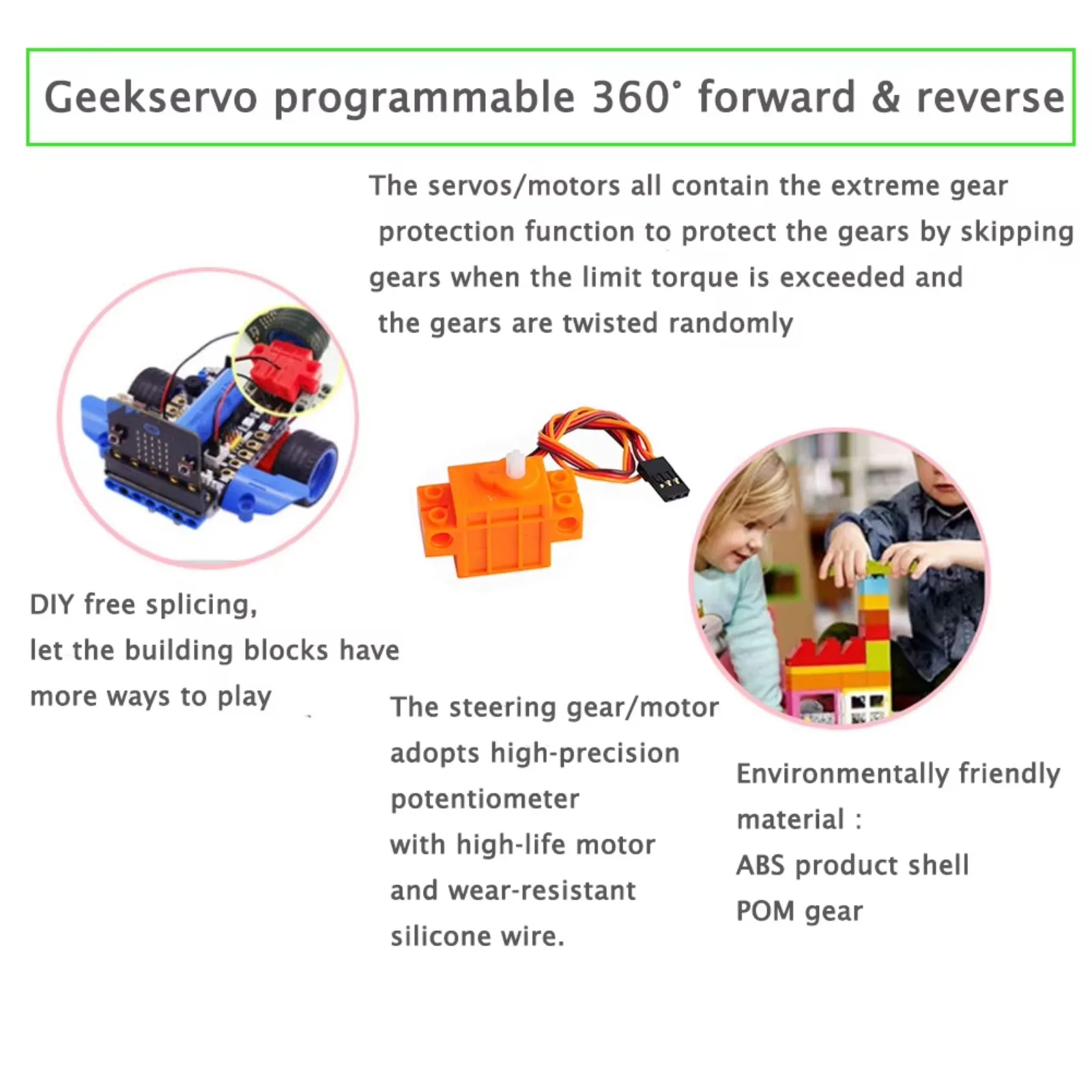 Microbit Robot - 4 servomoteurs Geekservo à rotation continue